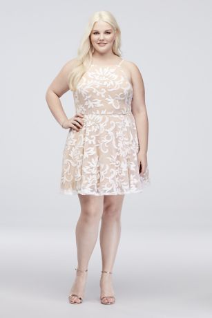 Embroidered Sequin Plus Size Fit-and ...